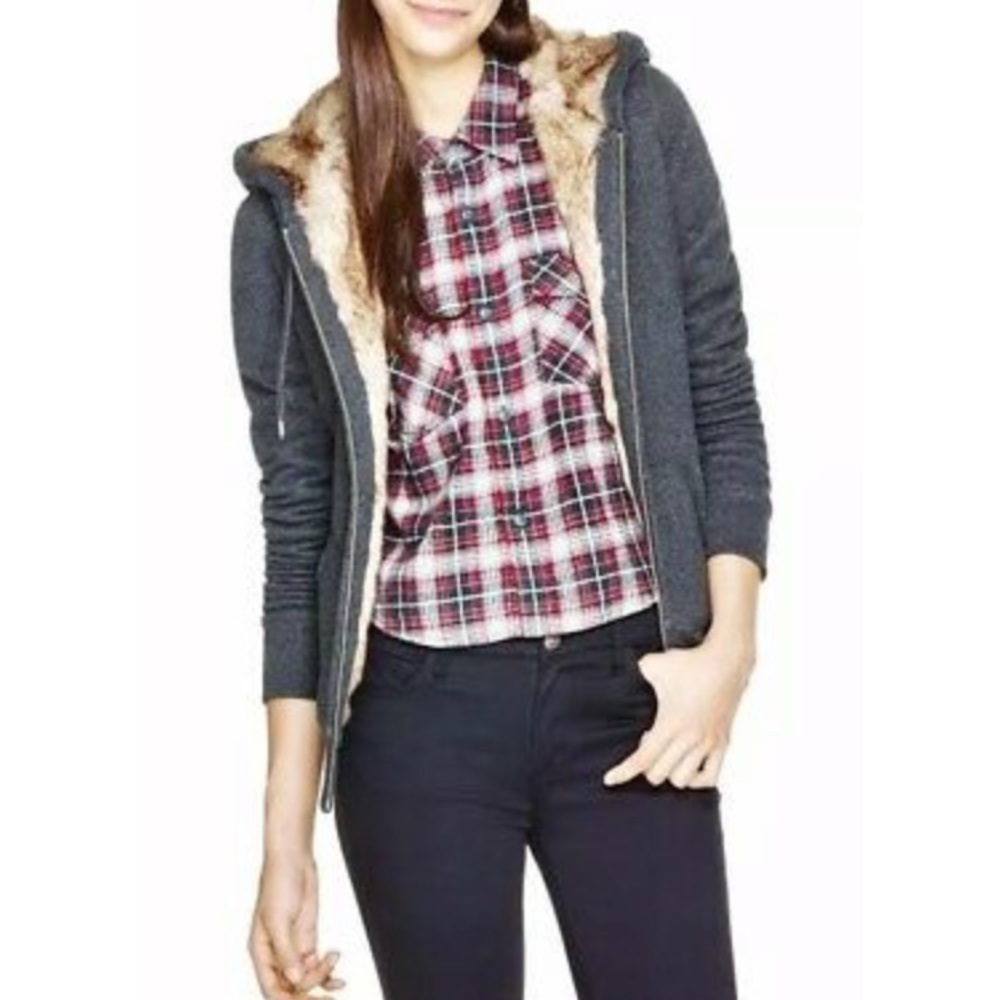 Aritzia Fur Lined Zip Up Hoodie